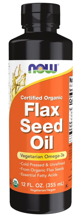NOW Flax Seed Oil Liquid, Organic (12 fl oz)