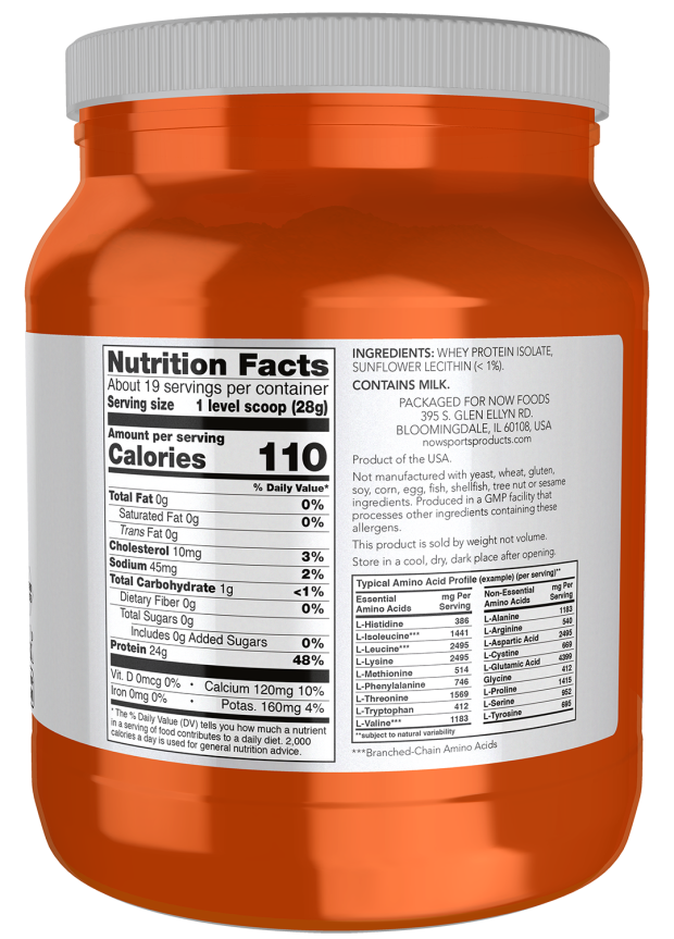 NOW Whey Protein Isolate, Unflavored Powder (5 lb)