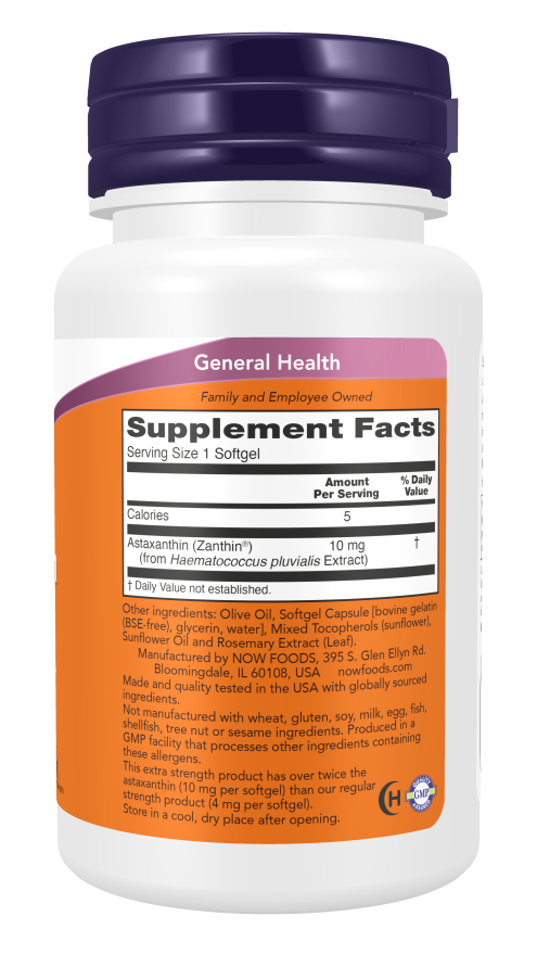 Now Astaxanthin, Extra Strength 10 mg Softgels