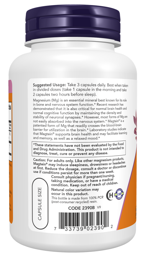 NOW Magtein® Magnesium L-Threonate (90 Veg Caps)