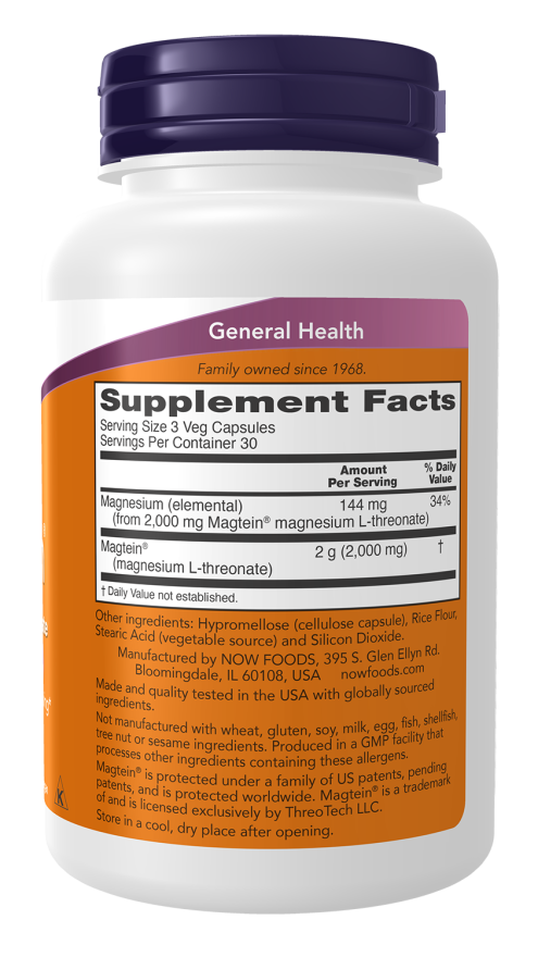 NOW Magtein® Magnesium L-Threonate (90 Veg Caps)