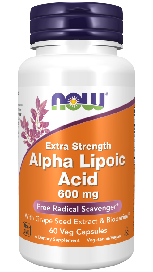 NOW  Alpha Lipoic Acid, Extra Strength 600 mg (60 Veg Caps)