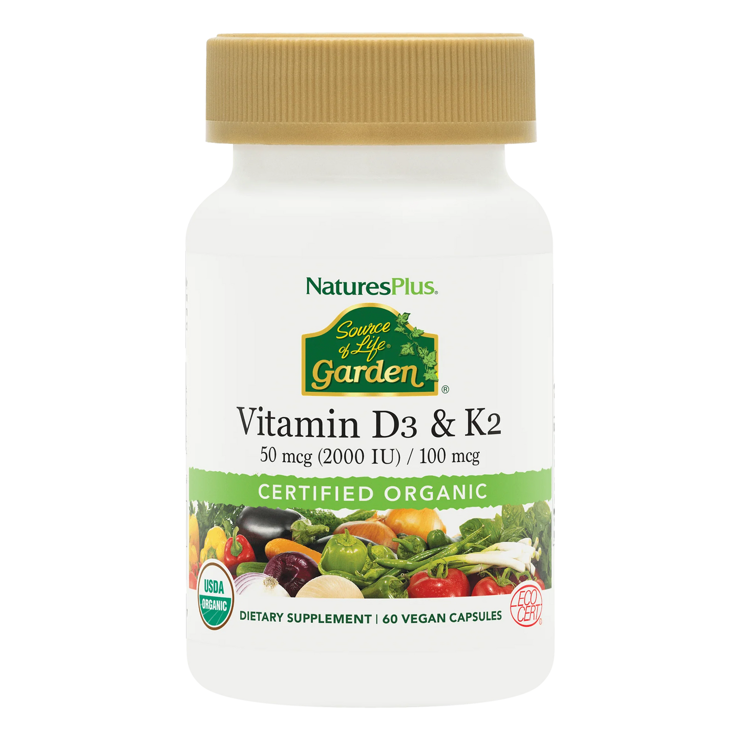Nature's Plus Source of Life Garden Vitamins D3 & K2 (60 Caps)