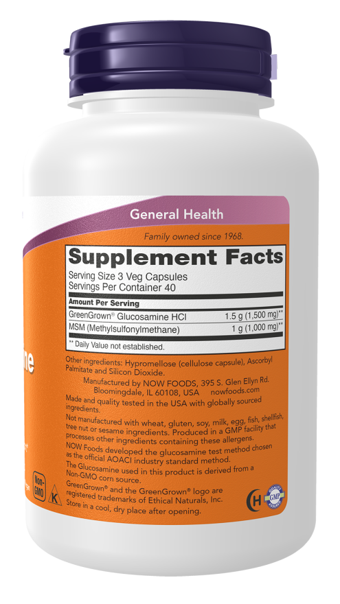 NOW Glucosamine & MSM (Vegetarian) (120 Veg Caps)