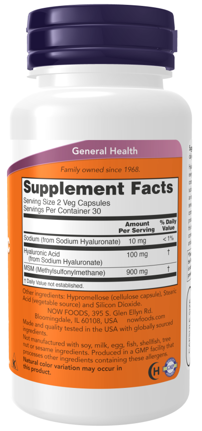 NOW Hyaluronic Acid 50 mg (60 Veg Caps)