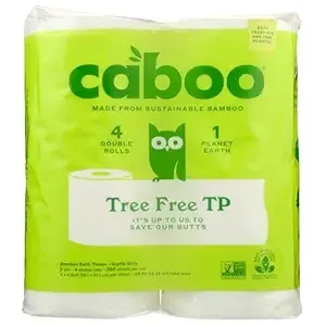 Caboo Tree-Free Bamboo 2-ply Toilet Paper 300 Sheet (4 Rolls)