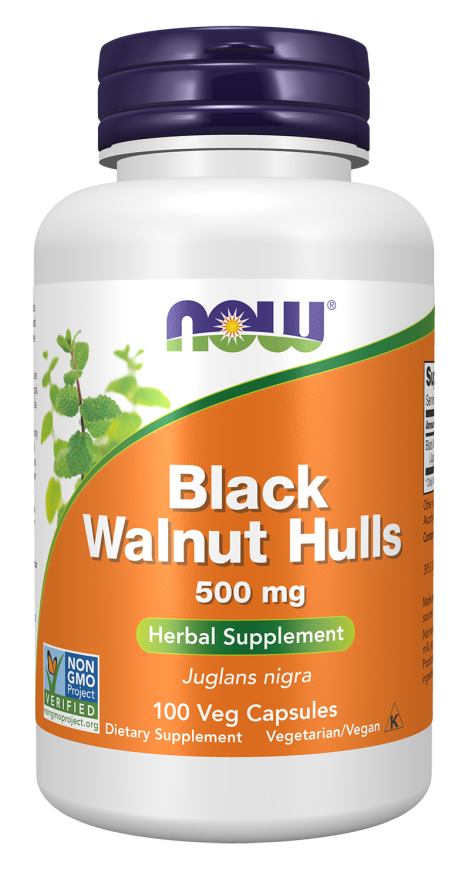 NOW Black Walnut Hulls 500 mg (100 Veg Caps)