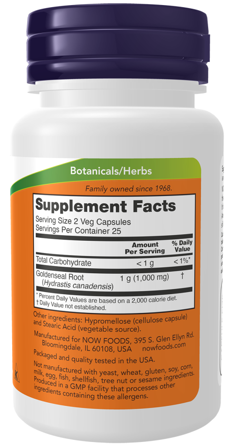 NOW Goldenseal Root 500 mg (50 Veg Caps)