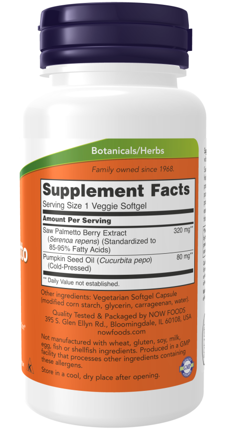 NOW Saw Palmetto Extract 320 mg Veggie Softgels