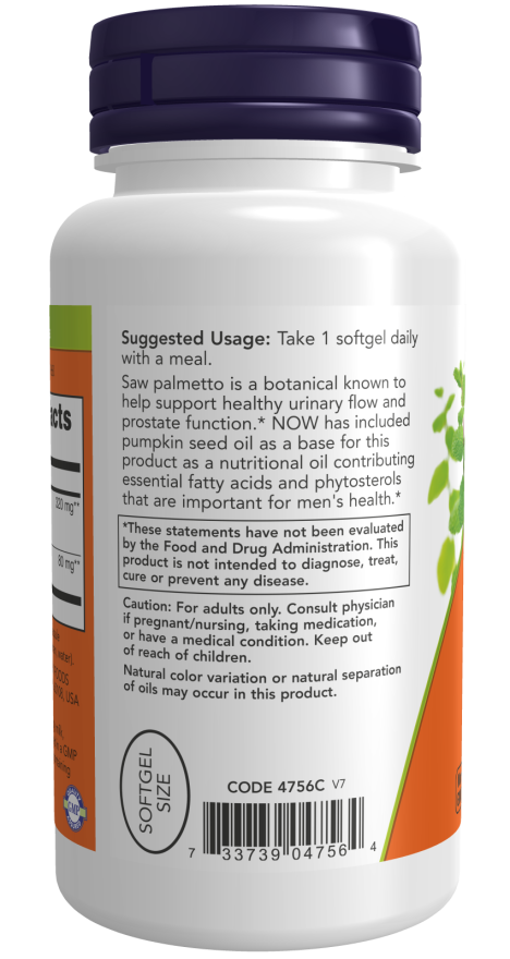 NOW Saw Palmetto Extract 320 mg Veggie Softgels