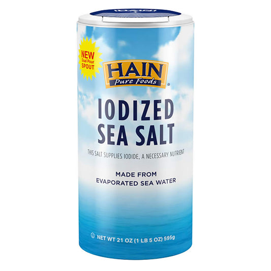 Hain Pure Foods Iodized Sea Salt, 21 Oz
