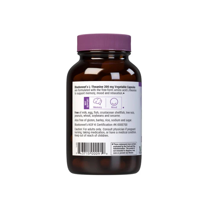 Bluebonnet L-THEANINE 200 mg (60 Veg Caps)