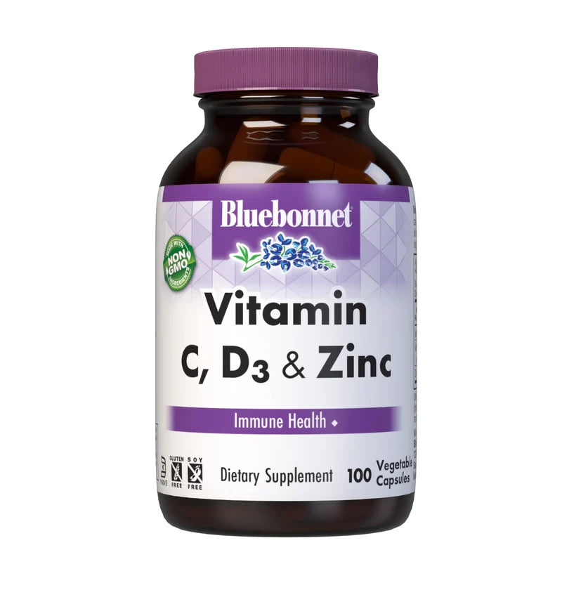 Bluebonnet Vitamin C, D3 & Zinc (100 Veg Caps)