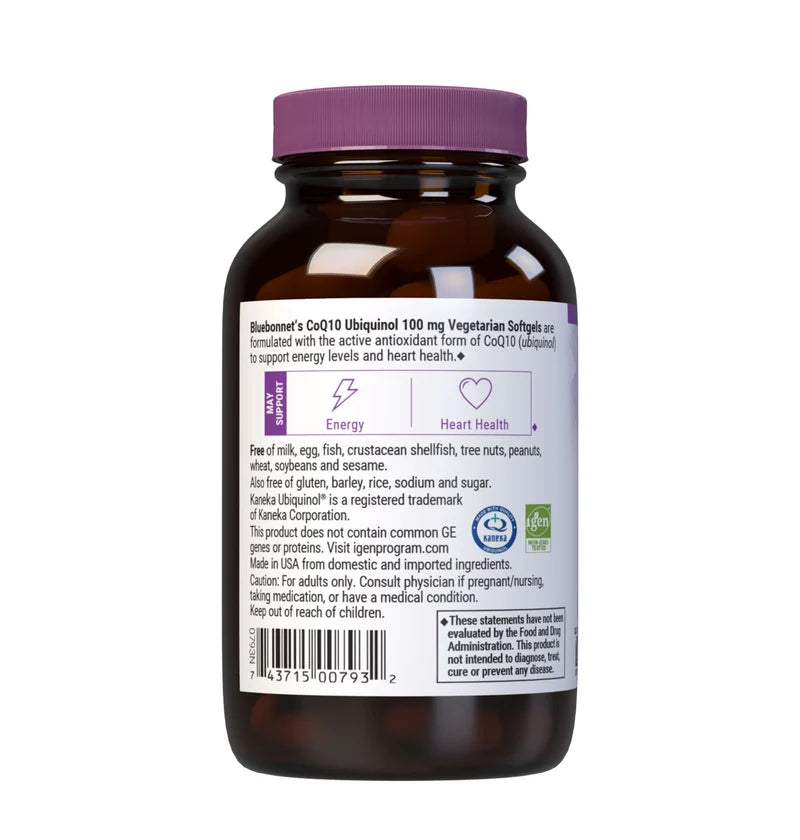 Bluebonnet CELLULAR ACTIVE COQ10 UBIQUINOL 100 mg (60 Veg Softgels)