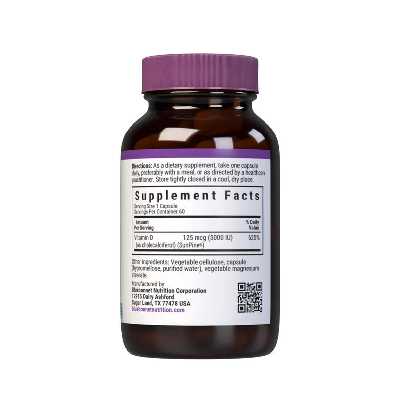Bluebonnet VEGAN VITAMIN D3 125 mcg (5000 IU) (60 Veg Caps)