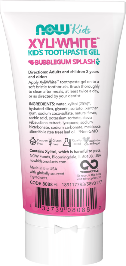 NOW XyliWhite™ Bubblegum Splash Toothpaste Gel for Kids (3 oz)