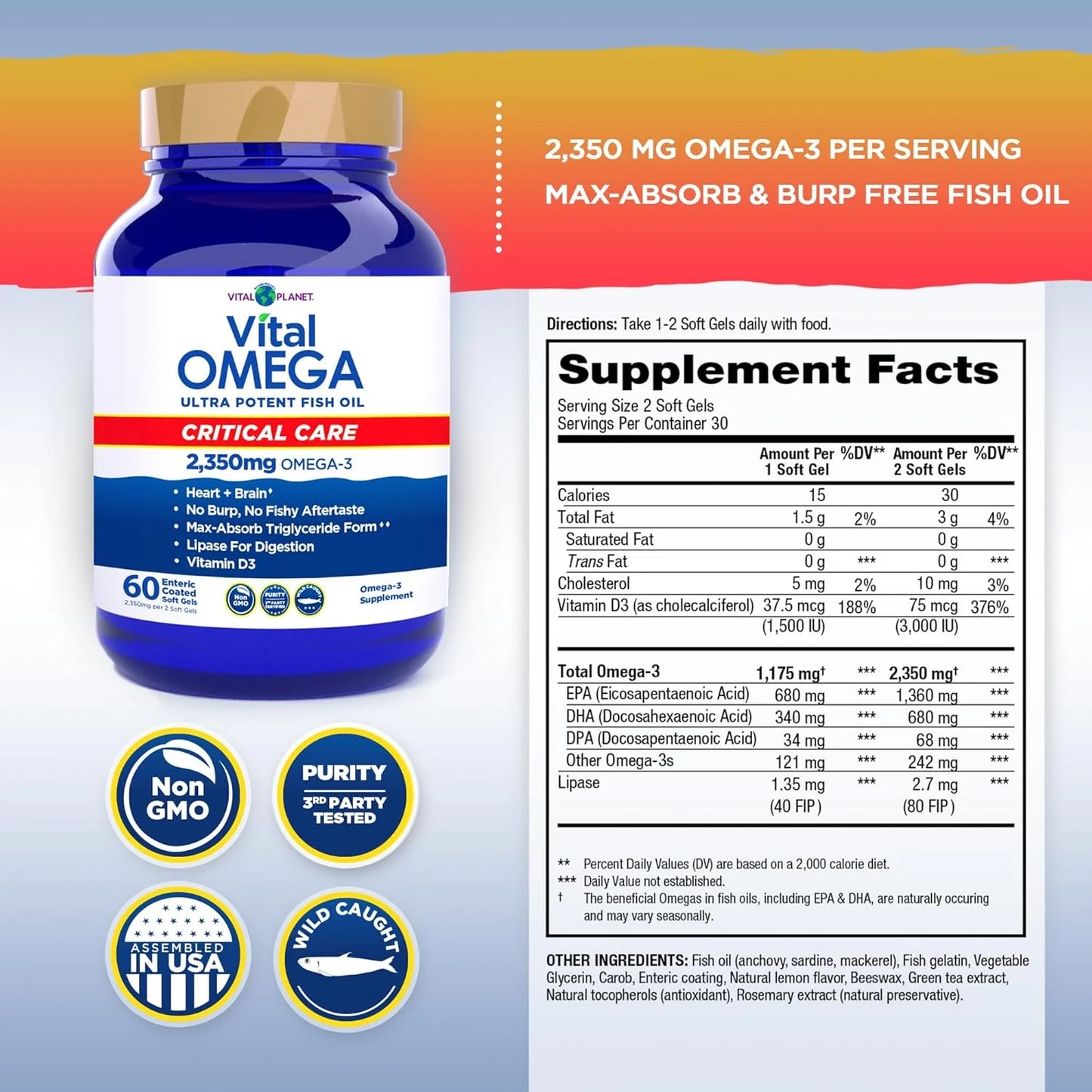 Vital Planet  Vital Omega Critical Care - Softgels, 60ct