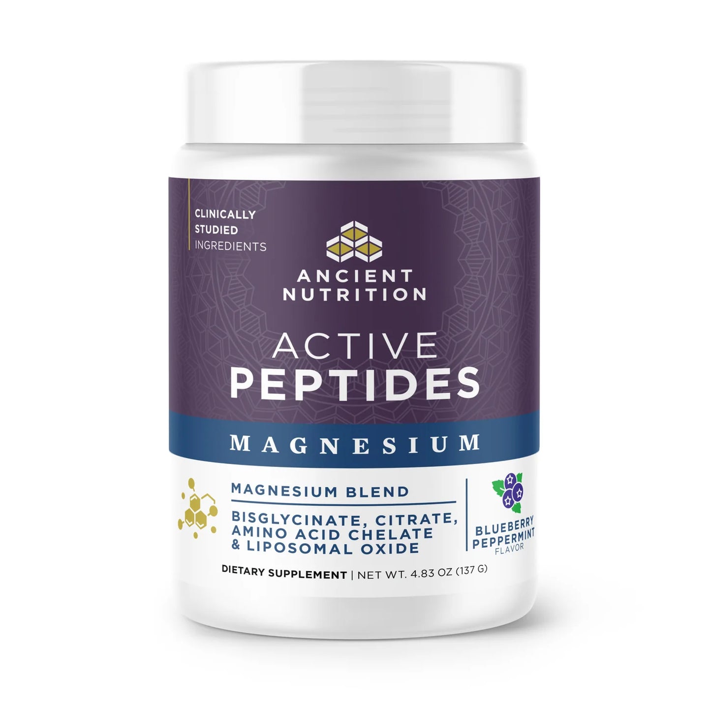 Ancient Nutrition Active Peptides Magnesium Complex Powder (4.83oz Blueberry Peppermint)