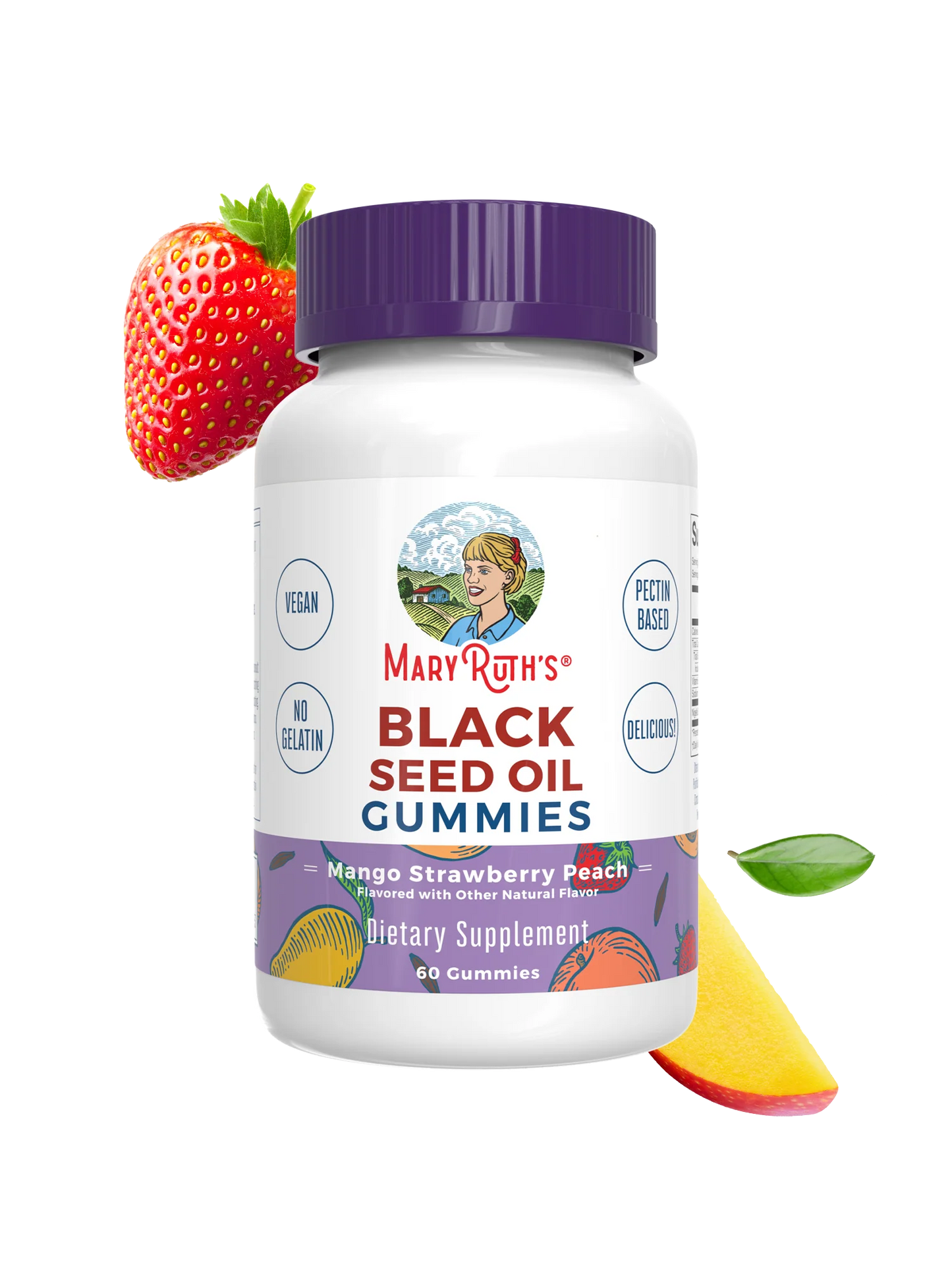 Mary Ruth's Black Seed Oil Gummies (Mango Strawberry Peach) 60 ct