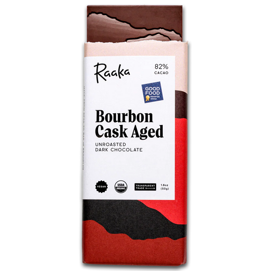 Raaka Bourbon Cask Aged – 82% Unroasted Dark Chocolate