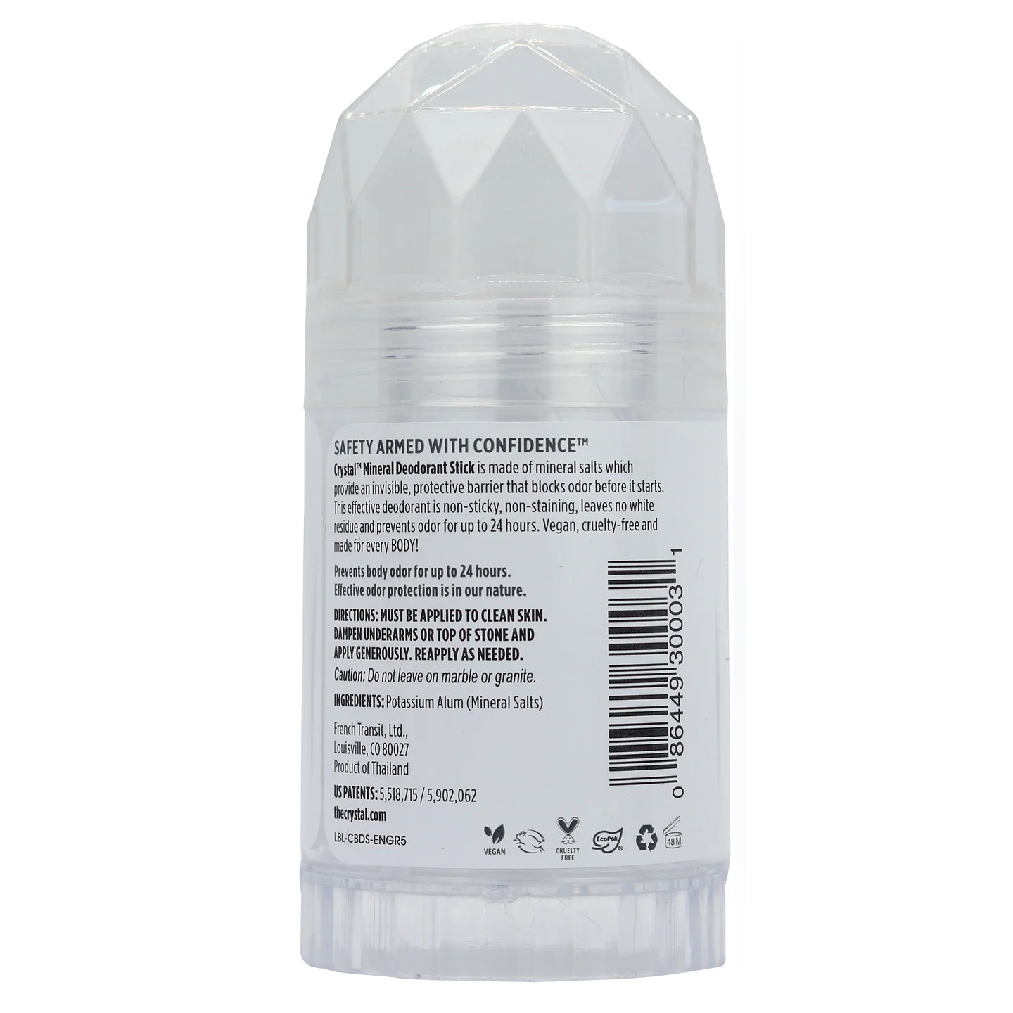 Crystal Mineral Deodorant Stick - Unscented