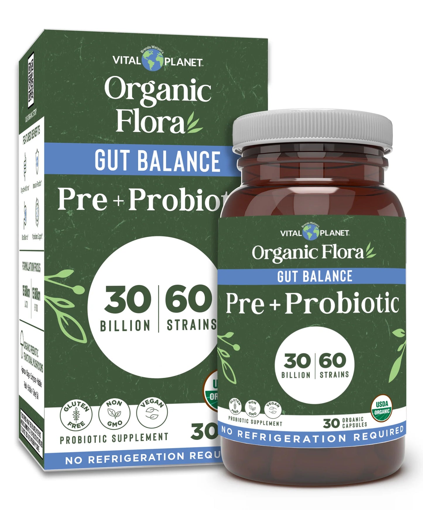 Vital Planet Organic Flora Gut Balance Probiotic Supplement (30 Caps)