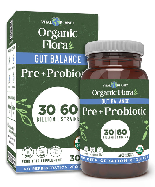 Vital Planet Organic Flora Gut Balance Probiotic Supplement (30 Caps)