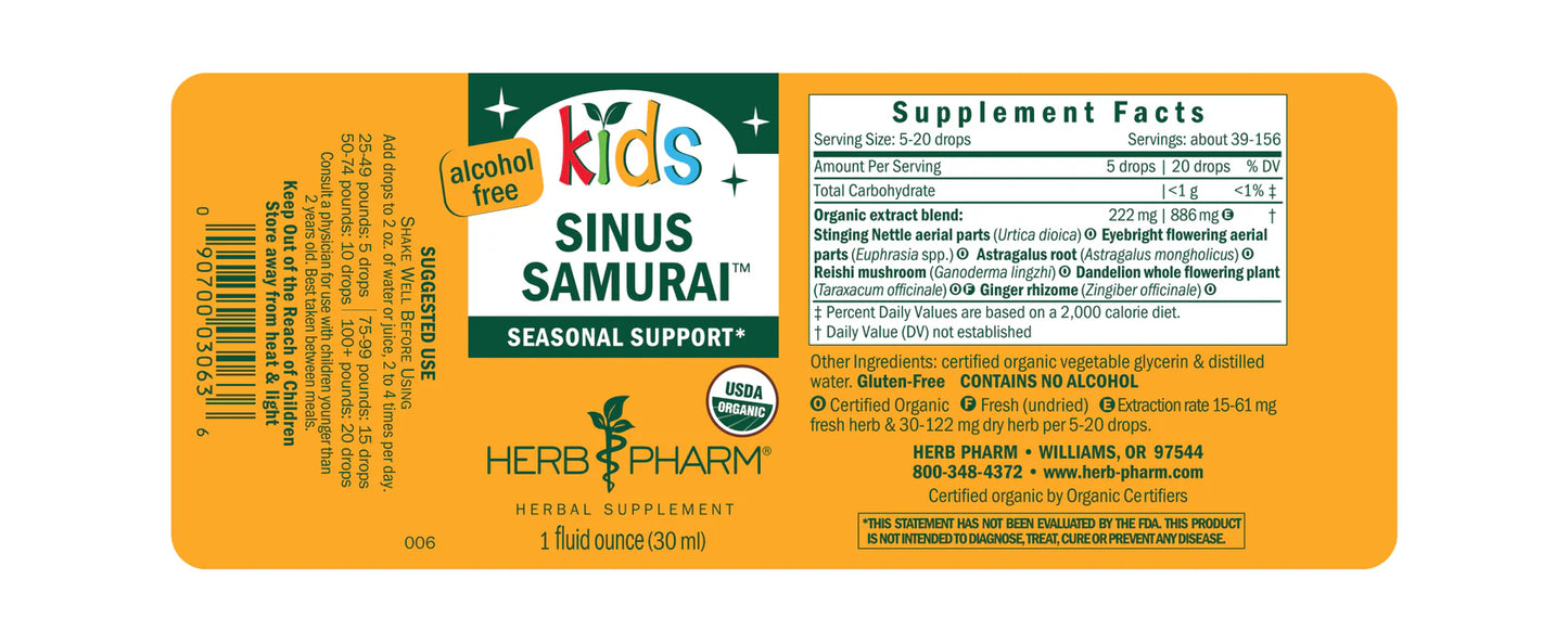 Herb Pharm Kids Sinus Samurai™ 1 fl oz