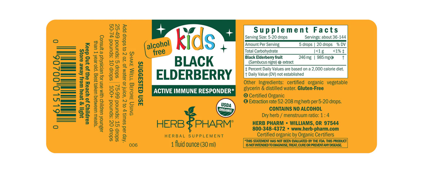 Herb Pharm Kids Black Elderberry 1 fl oz