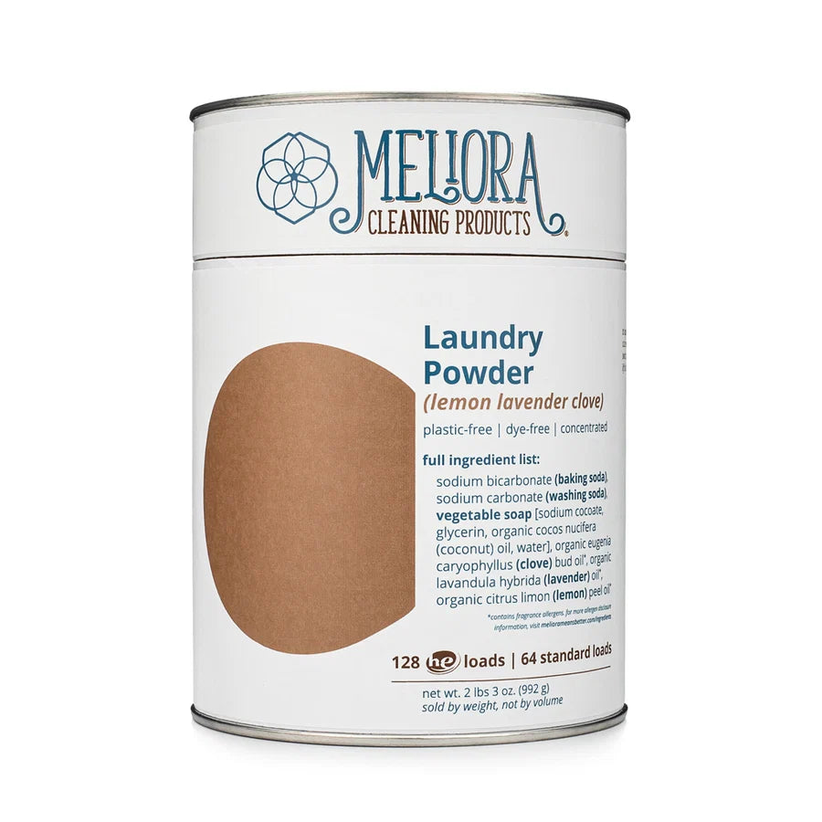 Meliora Laundry Powder Detergent (Lemon Lavender Clove) - 128 HE (64 Standard) Loads - Plastic-Free