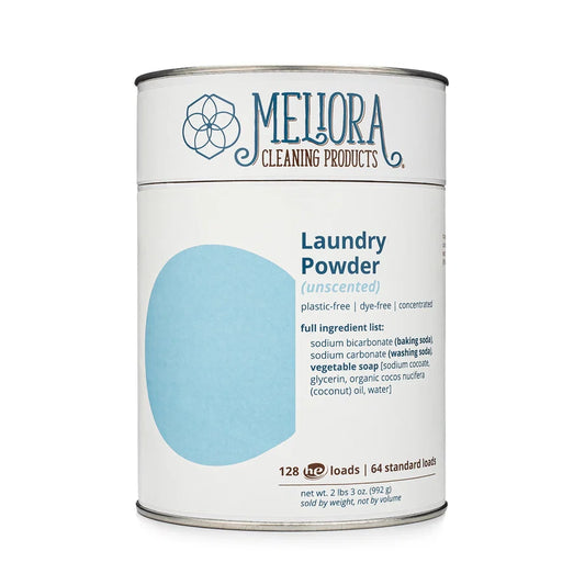 Meliora Laundry Powder Detergent (Unscented) - 128 HE (64 Standard) Loads - Plastic-Free