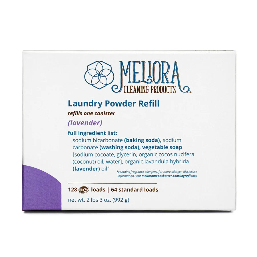 Meliora Laundry Powder Detergent (Lavender) - 128 HE (64 Standard) Loads - Refill