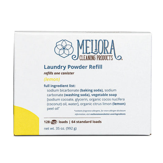 Meliora Laundry Powder Detergent (Lemon) - 128 HE (64 Standard) Loads - Refill