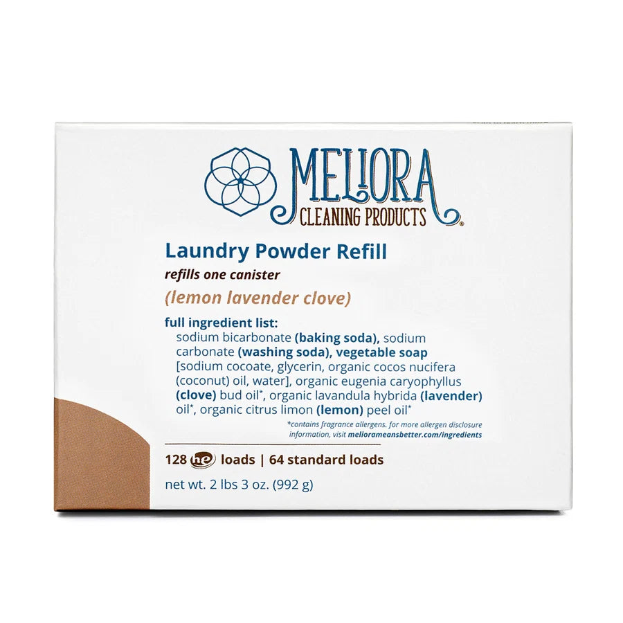Meliora Laundry Powder Detergent (Lemon Lavender Clove) - 128 HE (64 Standard) Loads - Refill