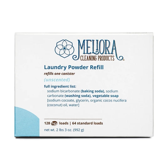 Meliora Laundry Powder Detergent (Unscented) - 128 HE (64 Standard) Loads - Refill