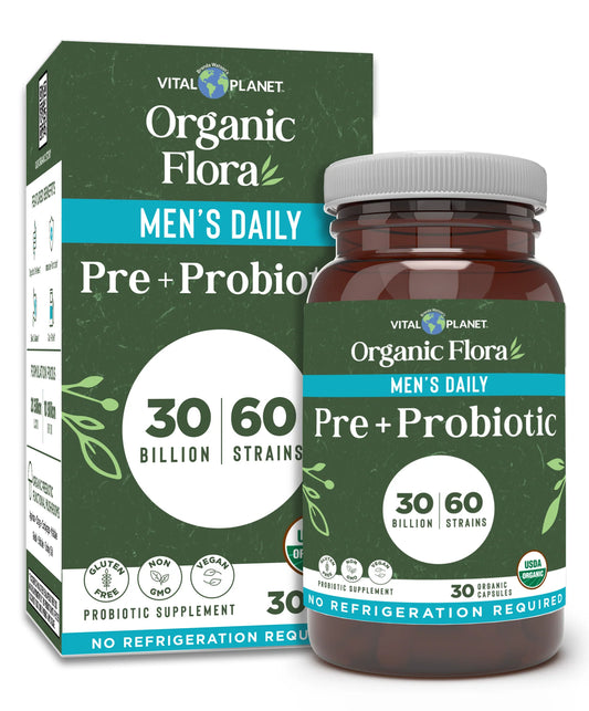 Vital Planet Organic Flora Men’s Daily Probiotic Supplement (30 Caps)