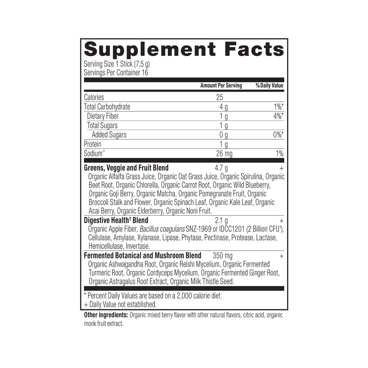 Ancient Nutrition Organic SuperGreens Stick Packs (Berry)