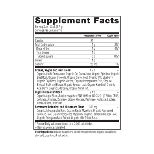 Ancient Nutrition Organic SuperGreens Stick Packs (Mango)