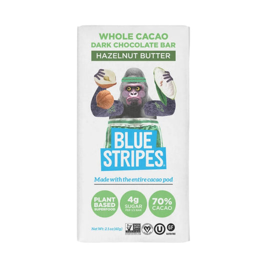 Blue Stripes Whole Cacao Chocolate Bar 2.1oz (Hazelnut Butter)