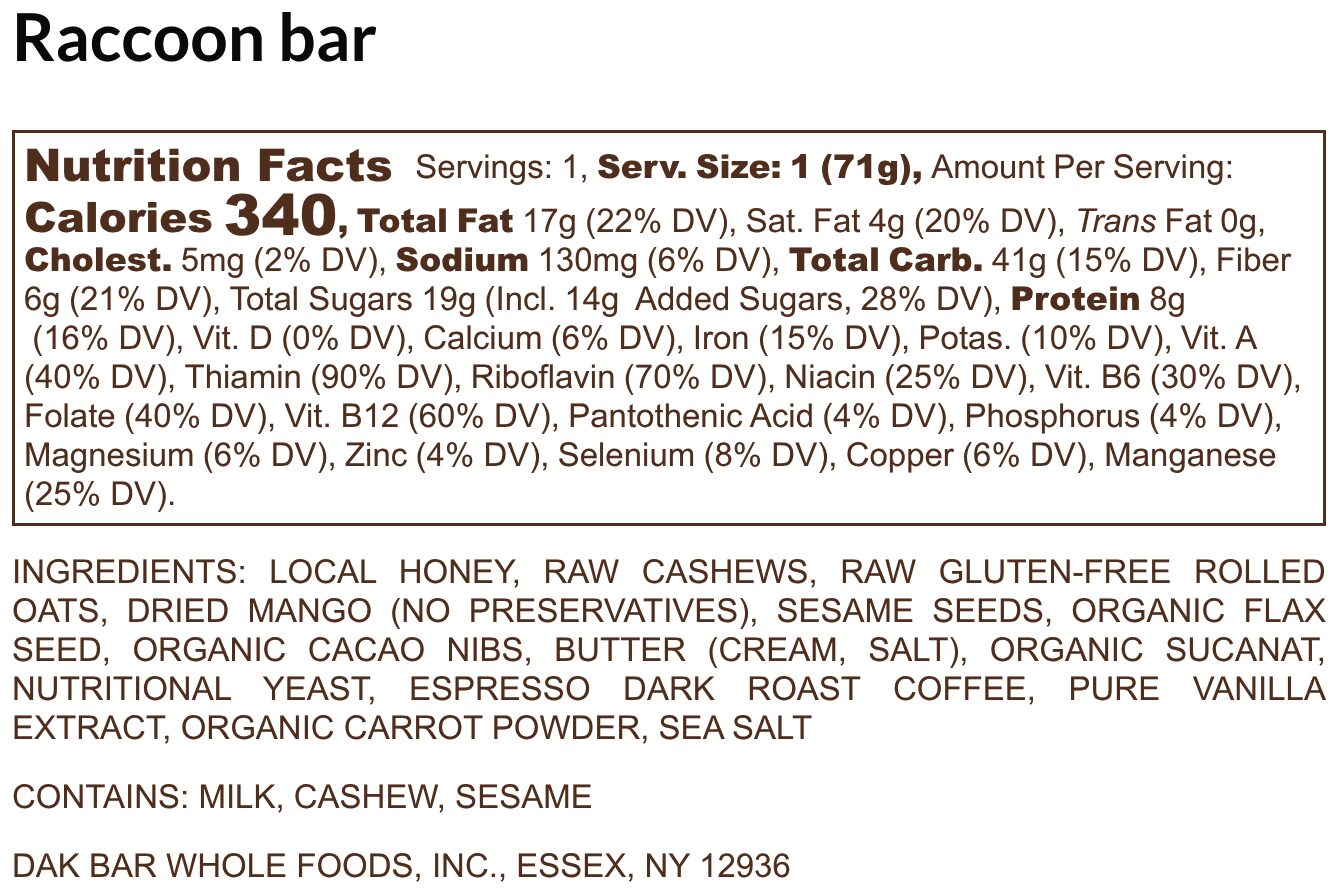 Dak Bar Raccoon 2.5 oz