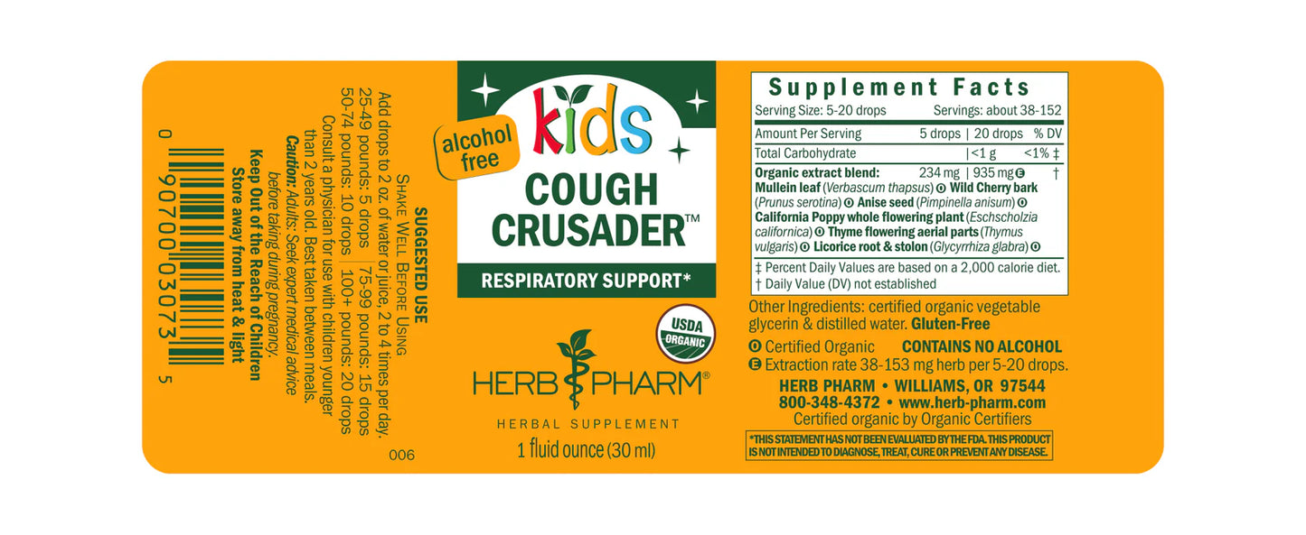 Herb Pharm Kids Cough Crusader™ 1 fl oz