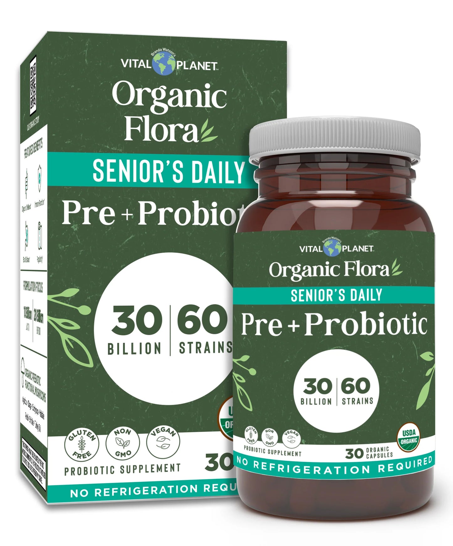 Vital Planet Organic Flora Senior’s Daily Probiotic Supplement (30 Caps)
