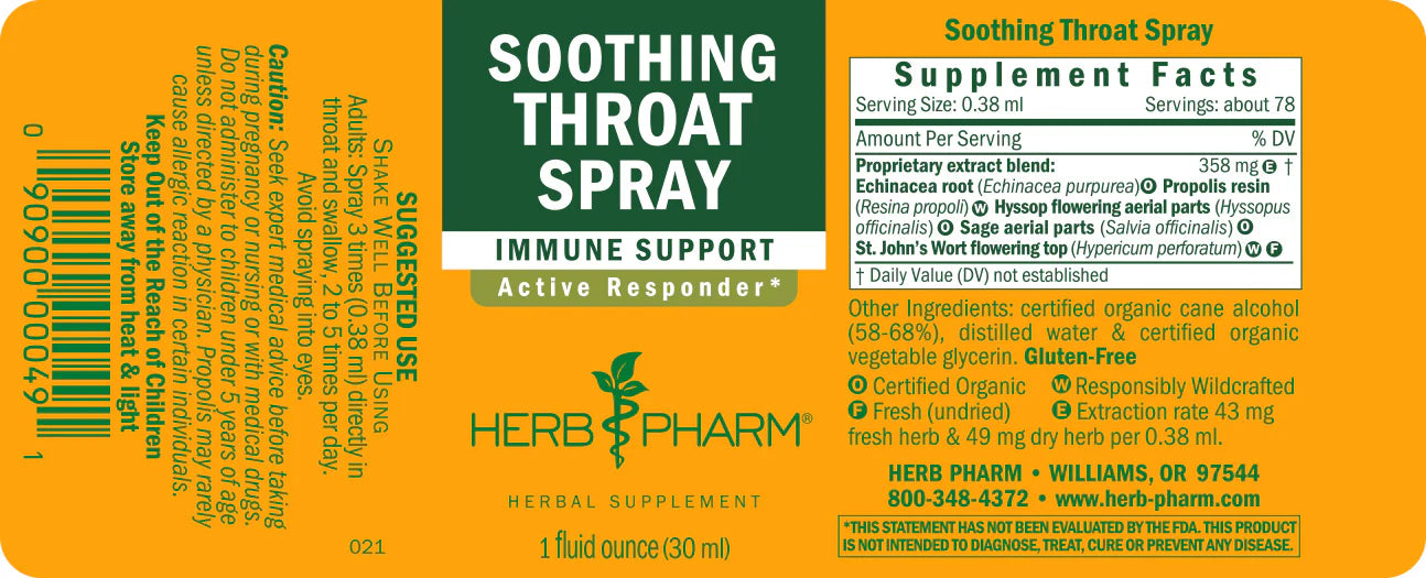 Herb Pharm Soothing Throat Spray 1 fl oz