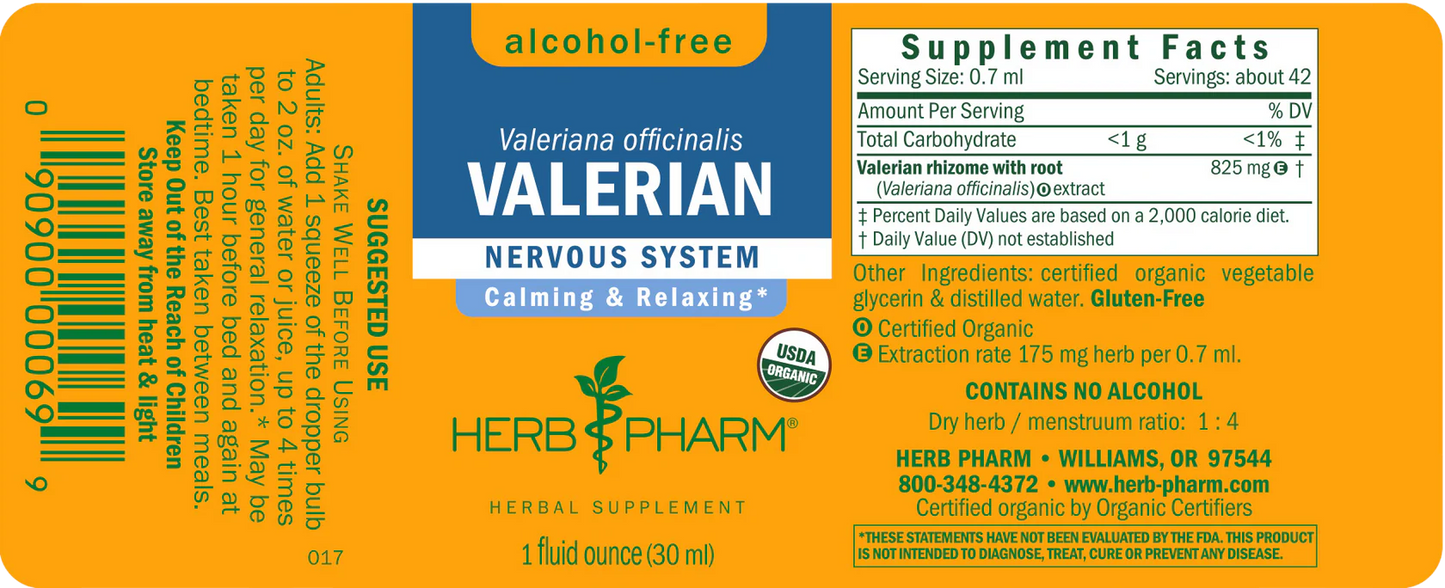 Herb Pharm Valerian, Alcohol-Free 1 fl oz.