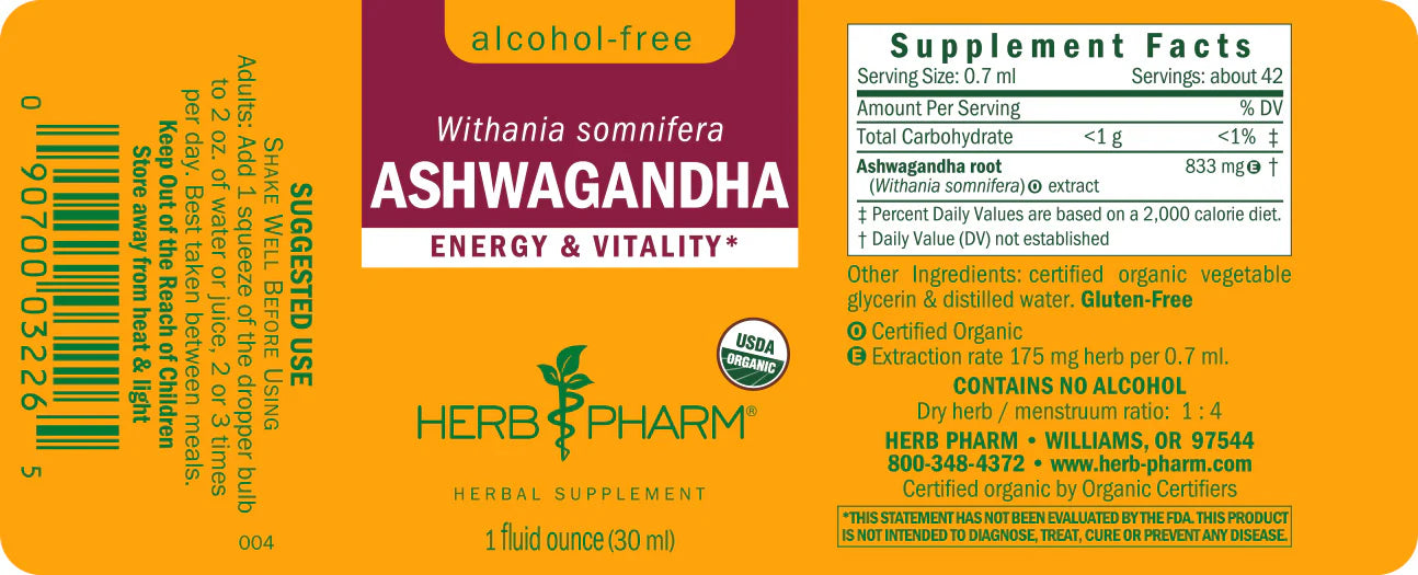 Herb Pharm Ashwagandha, Alcohol-Free 1 fl oz.