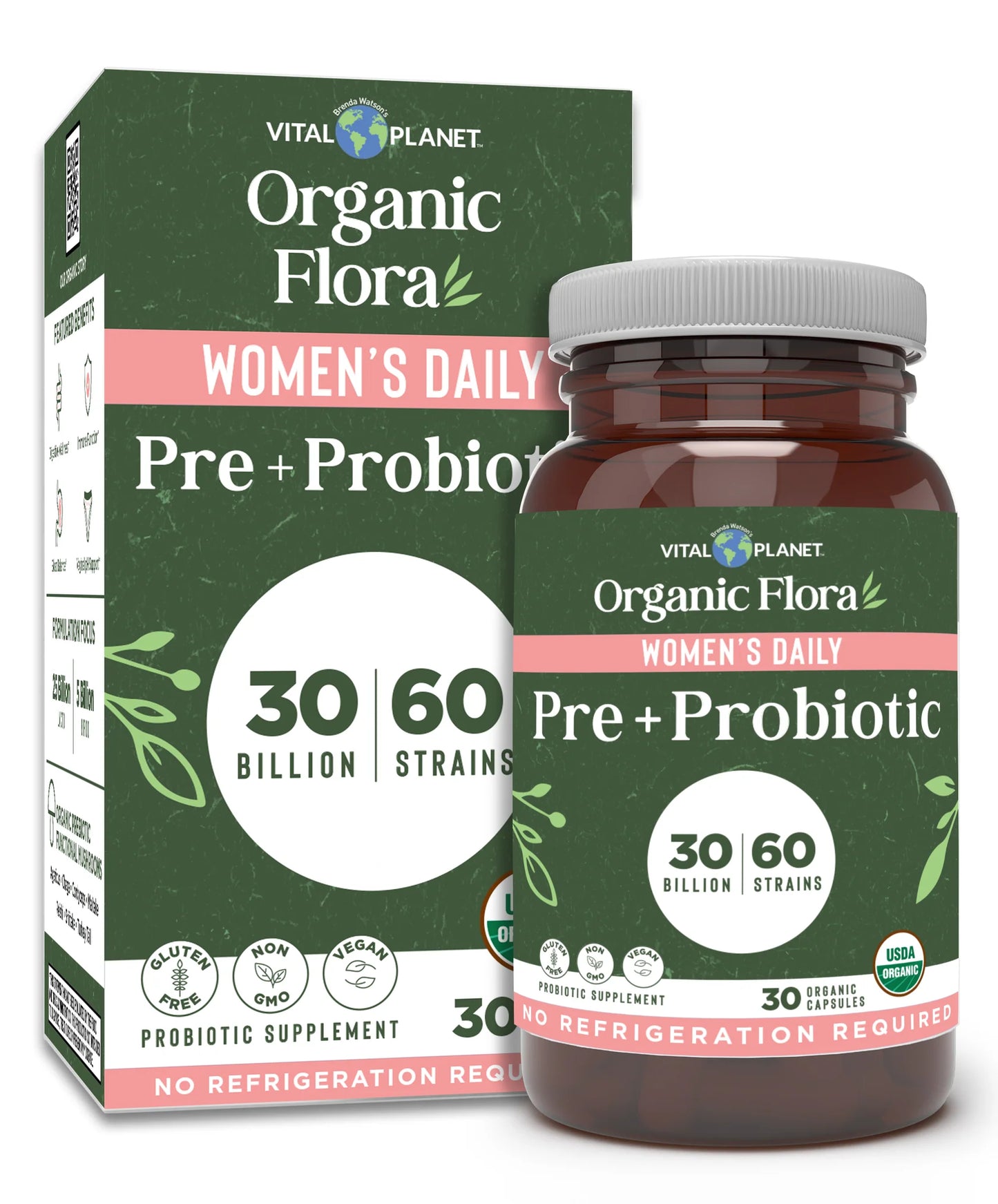 Vital Planet Organic Flora Women’s Daily Probiotic Supplement (30 Caps)