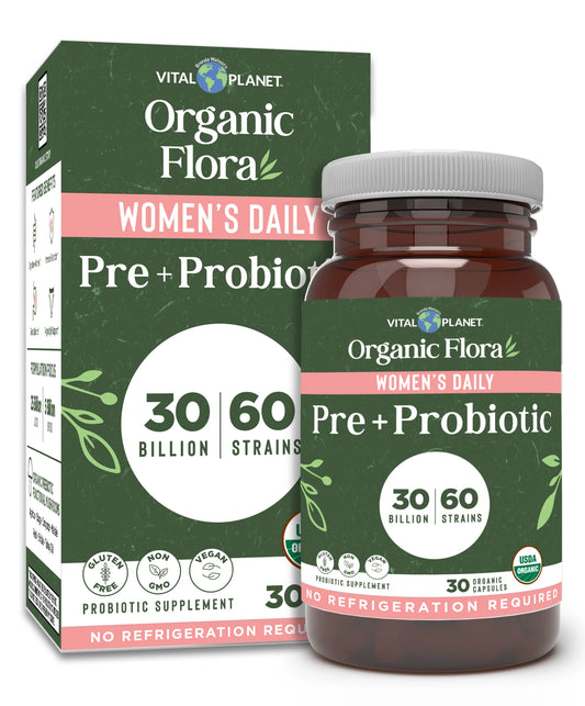 Vital Planet Organic Flora Women’s Daily Probiotic Supplement (30 Caps)