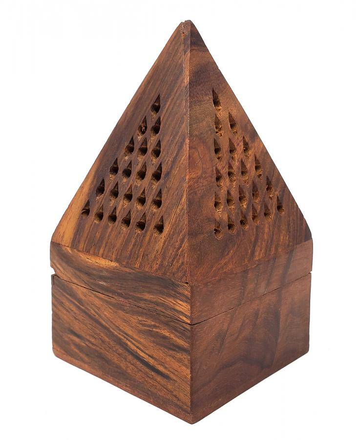 Wooden Temple Cone/Charcoal Burner 5"H