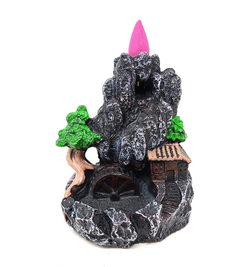 Mountain Waterfall Design #1 Backflow Cone Incense Burner 3.50"W x 4.25"H