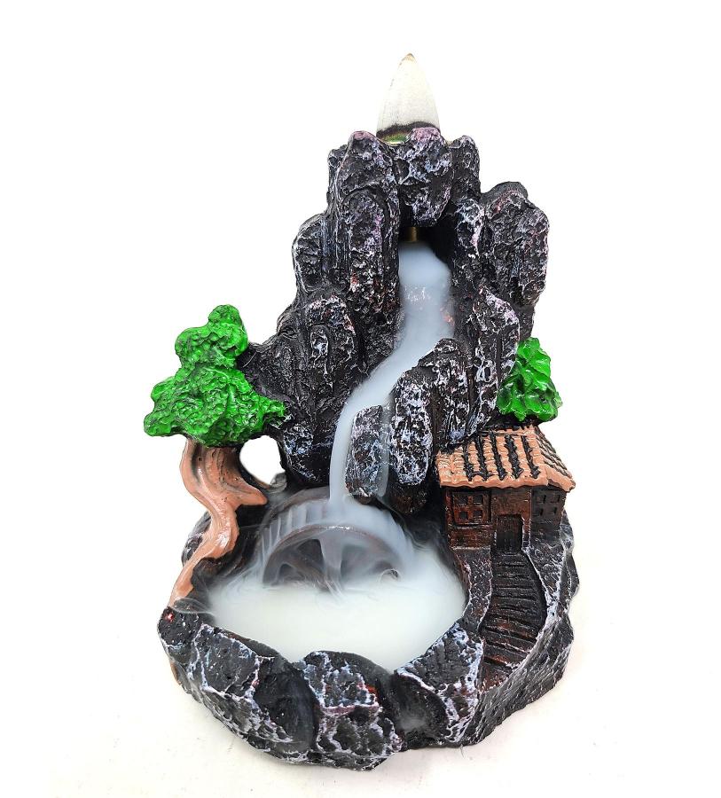 Mountain Waterfall Design #1 Backflow Cone Incense Burner 3.50"W x 4.25"H